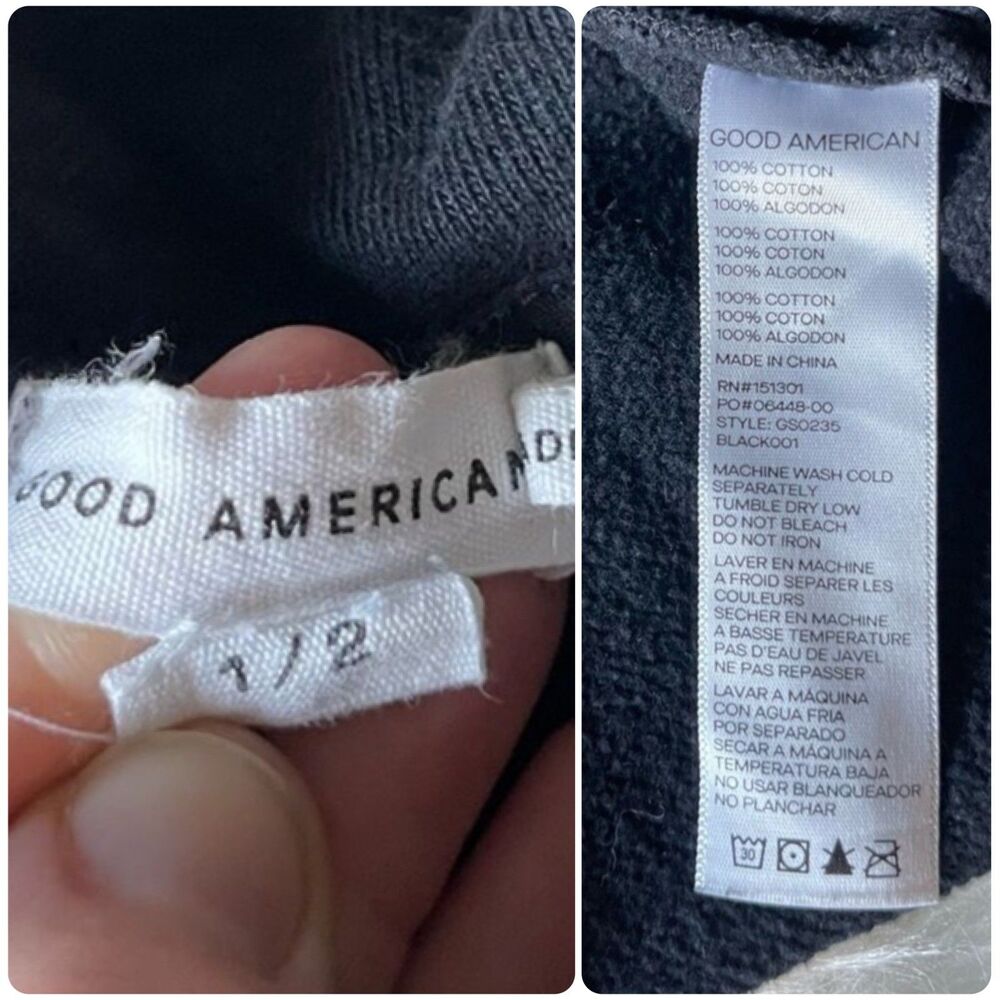 Good American Fleece Button Front Shacket in Black | S/M - Picture 7 of 11